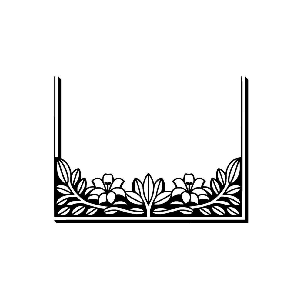 Elegant Floral Frame, Black and White, For Invitations Or Decor vector