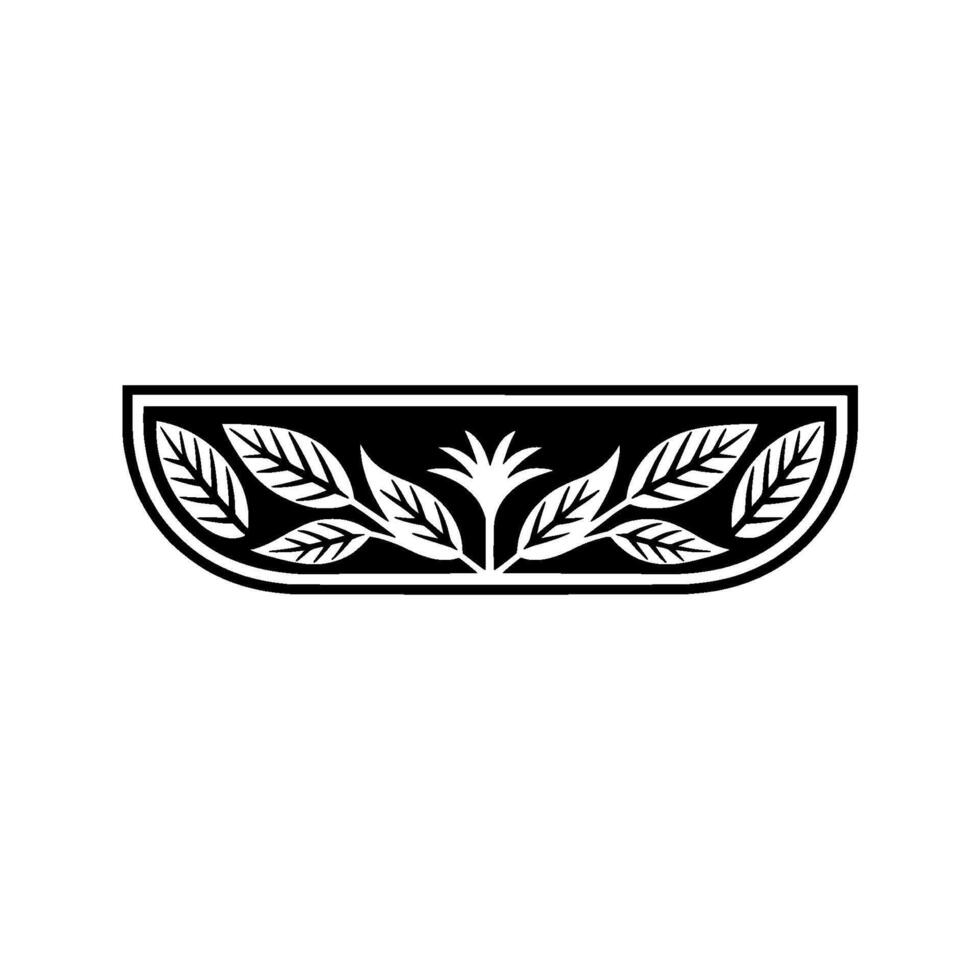 Elegant Botanical Motif, Black and White Element vector