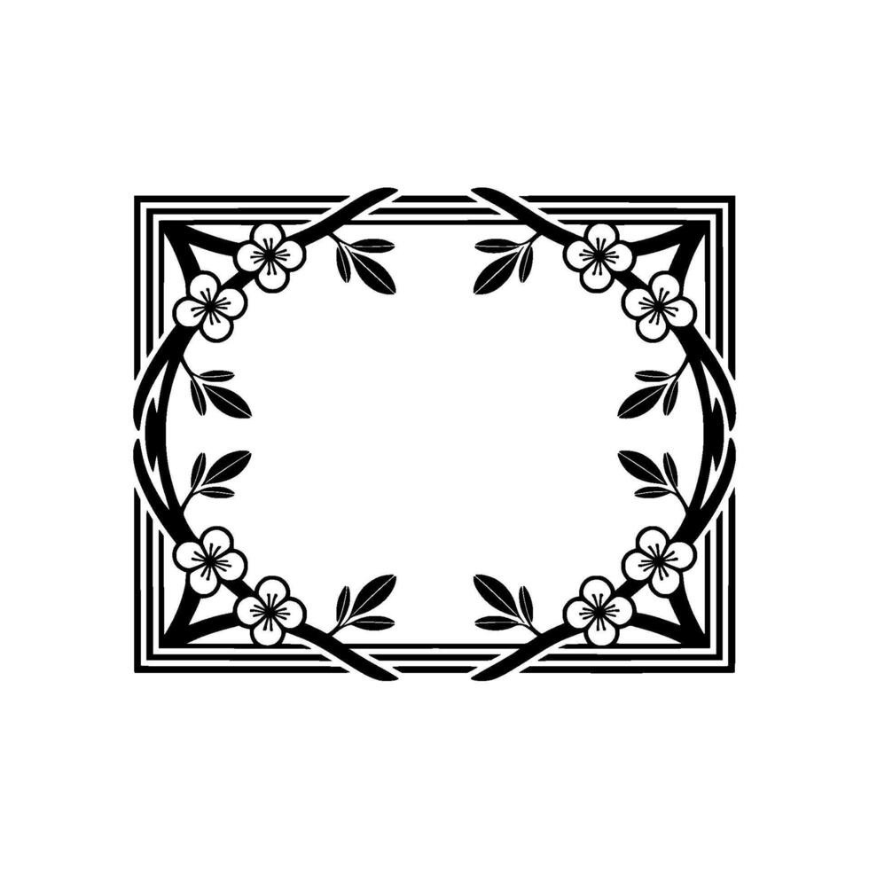 Elegant Floral Frame in Black and White For Invitations, Backgrounds vector
