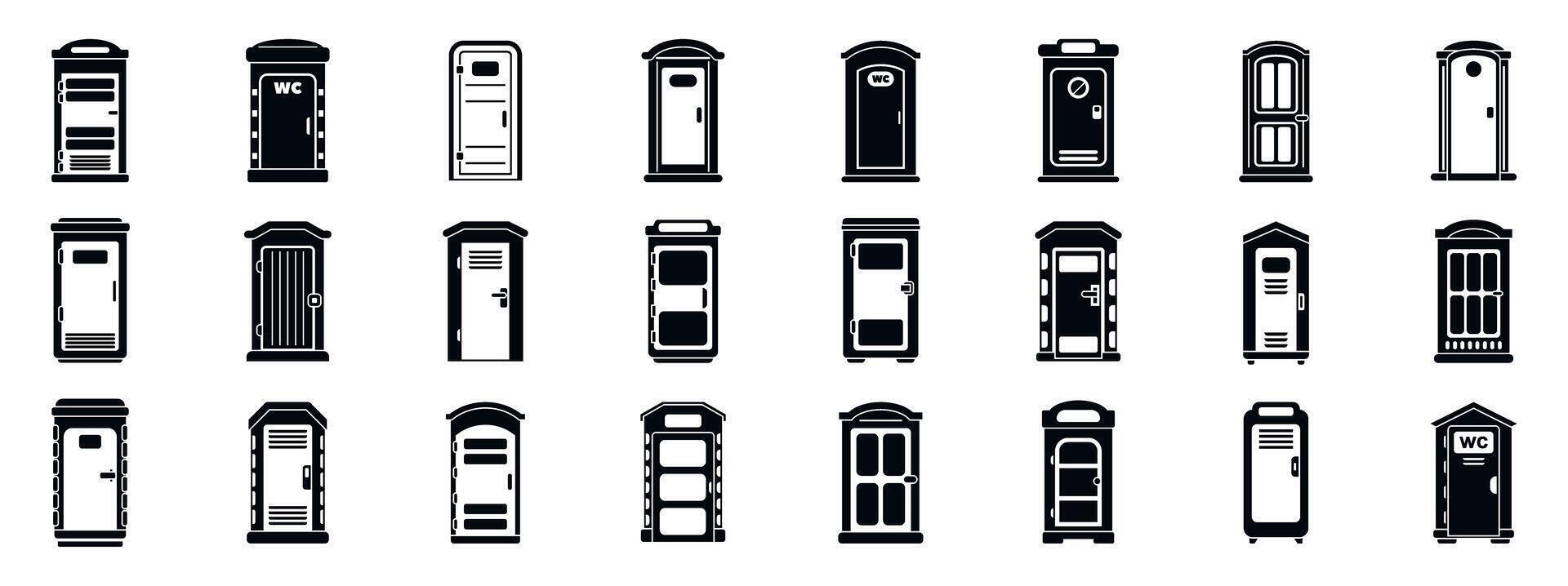 Bio toilet icons set. Bio toilet icons set showing different portable toilets for outdoor events and construction sites vector