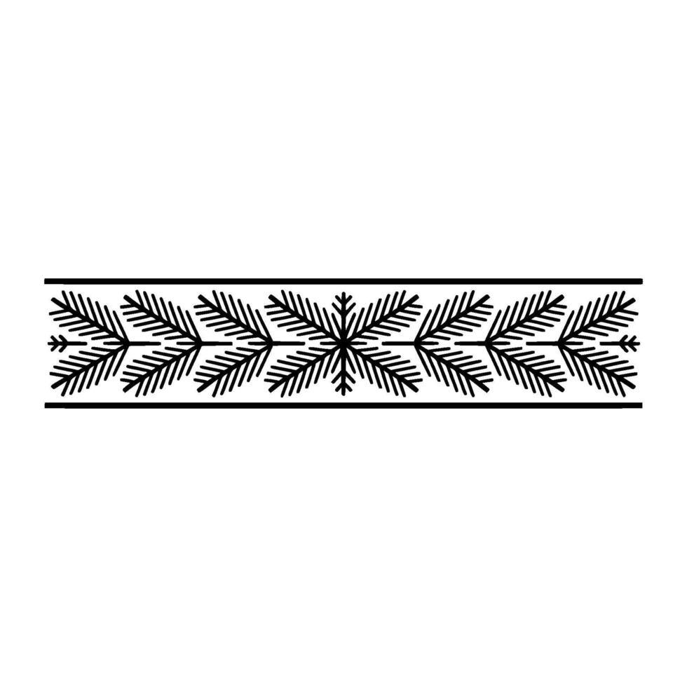 Minimalist Christmas Border, Foliage Pattern, Black and White vector