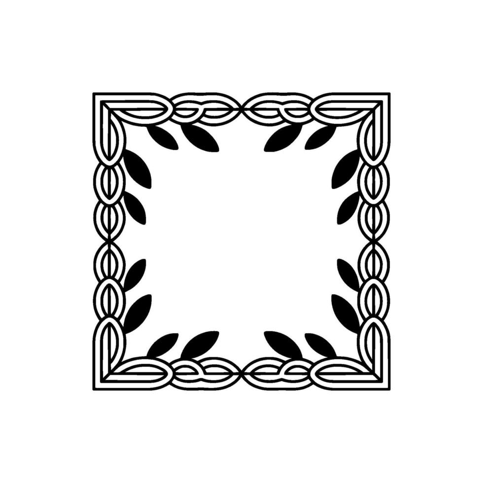 Elegant Black White Frame with Leaf Accents vector