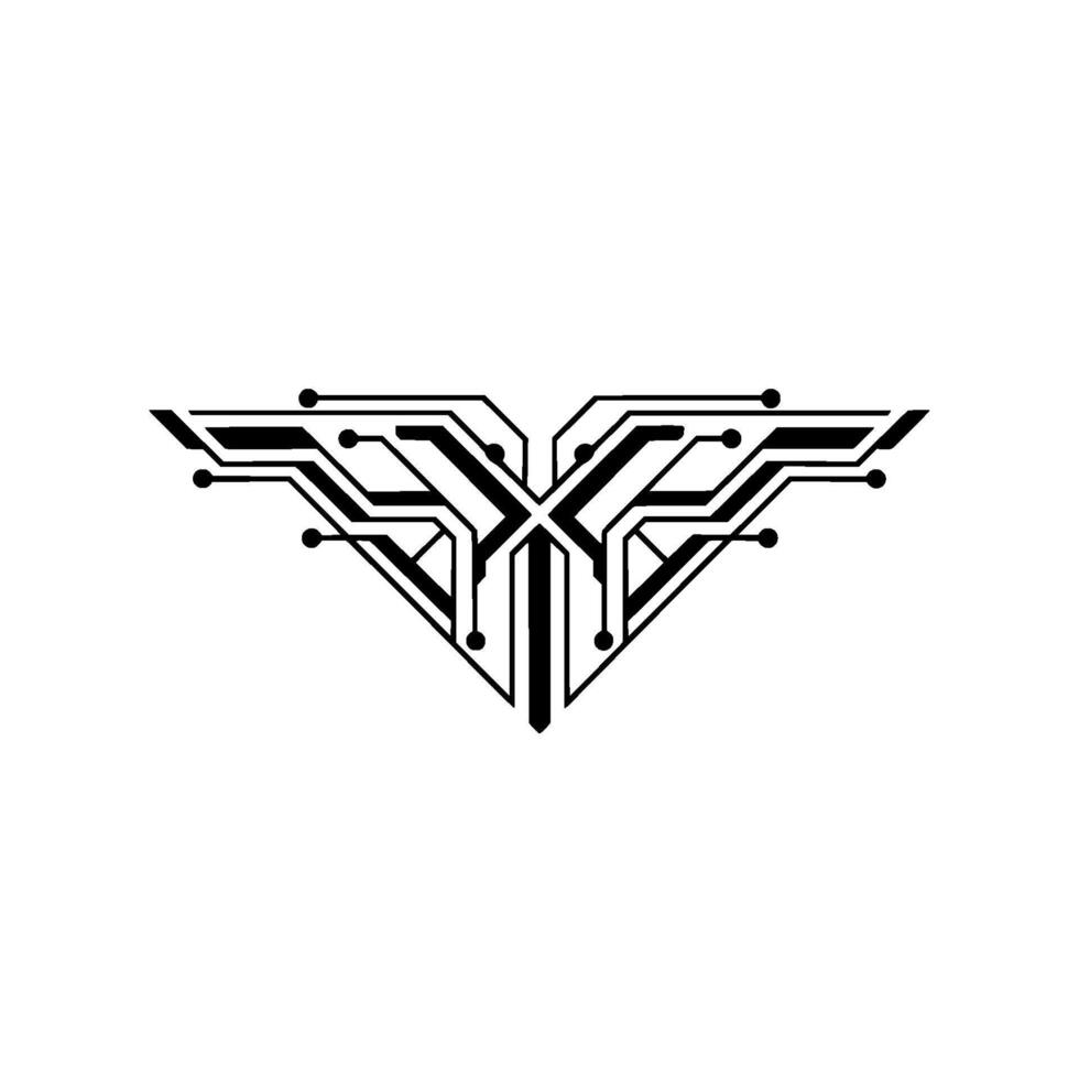 Techinspired Winged, Circuit Board Abstract vector