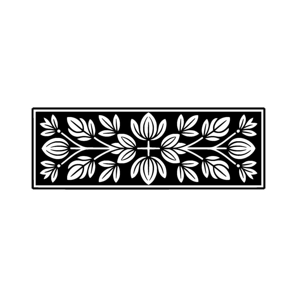 Floral Scrollwork Border in Black White Ornament vector