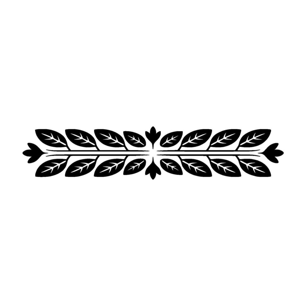 Elegant Black Leaf Border on White Background, Decorative Element - Floral vector