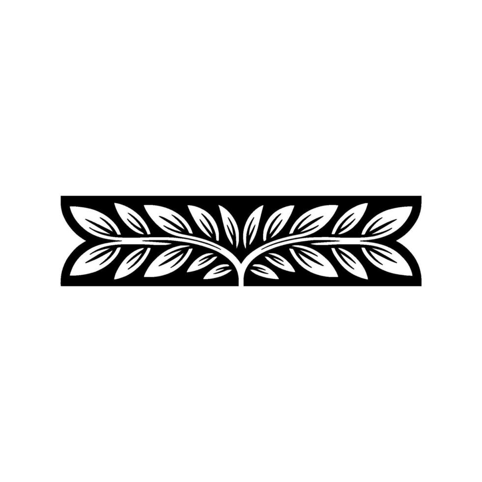 Minimalist Black and White Leafy Border Element For vector