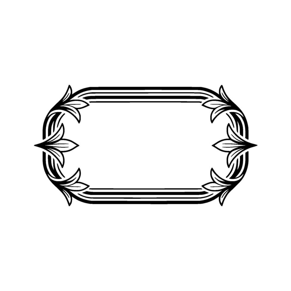 Elegant Black and White Floral Frame Element - Border vector