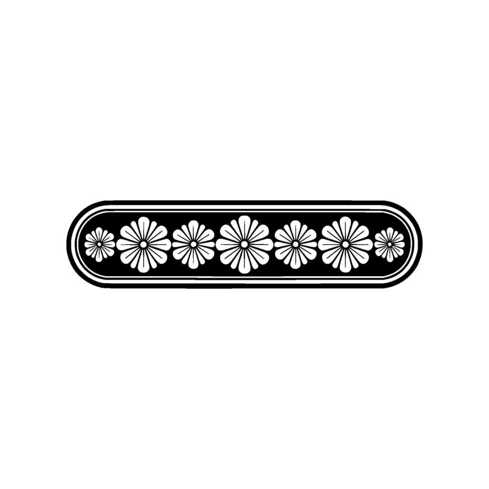 Minimalist Floral Border Black and White Decorative Element - Floral border vector