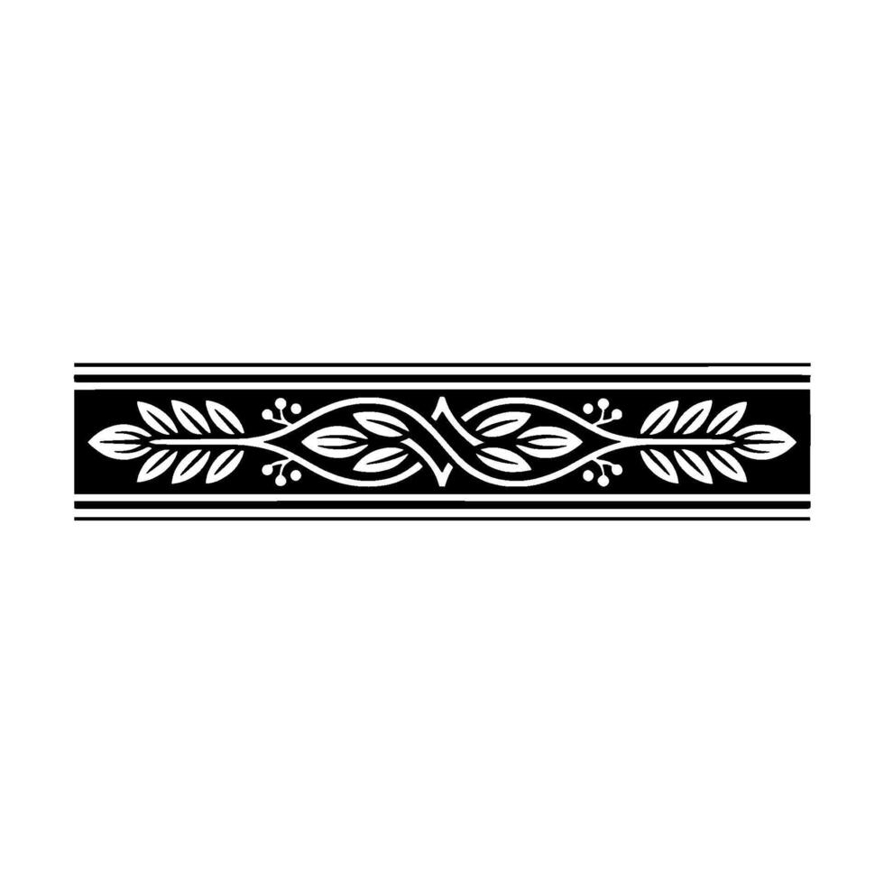 Elegant Floral Border, Black and White - Leaf vector