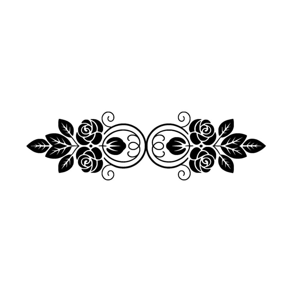 Elegant Black Floral Divider on White Background - Rose vector