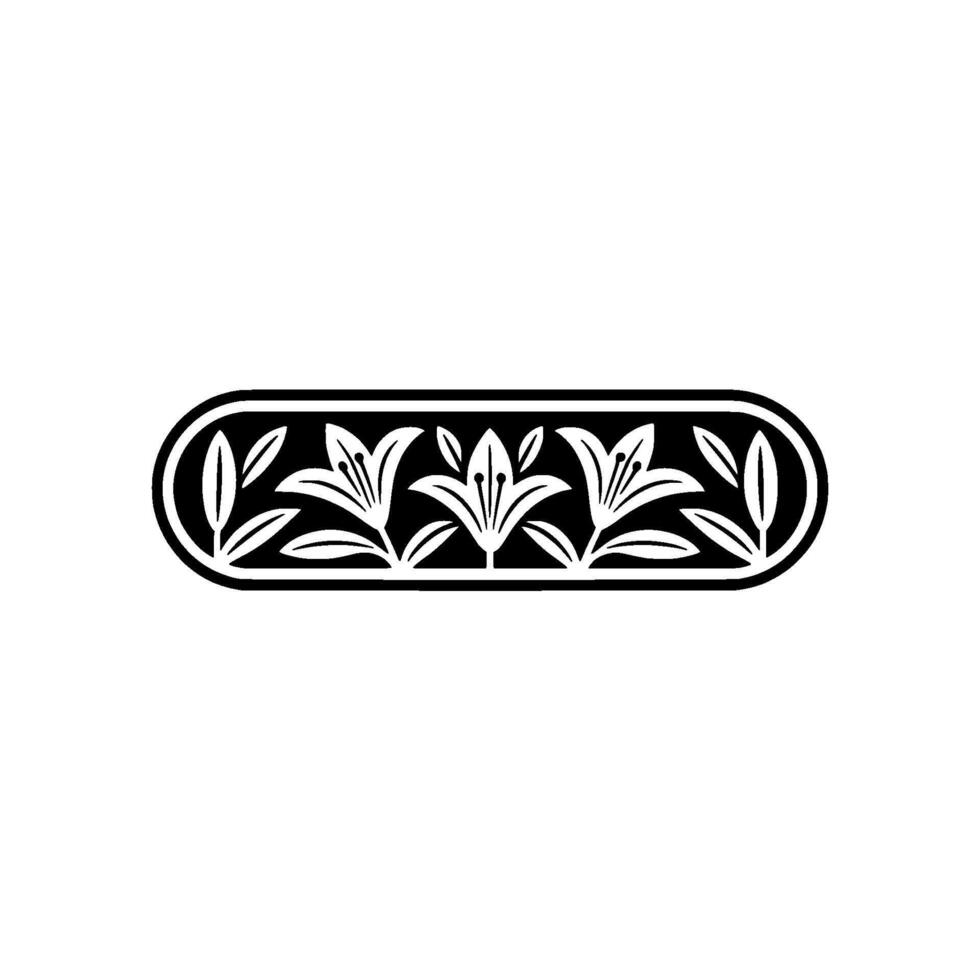 Elegant Black and White Lily Floral Border, Minimalist vector