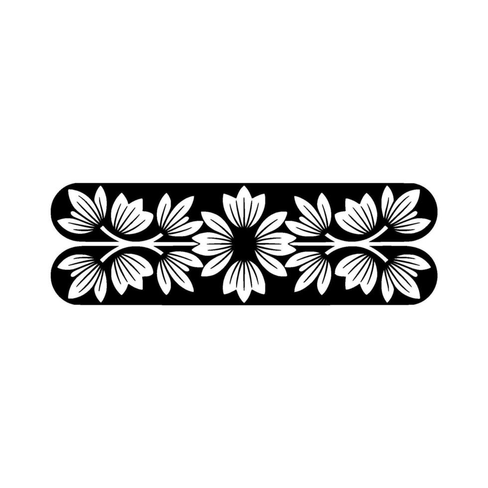 Minimalist Floral Border Black and White Element - Elegant vector