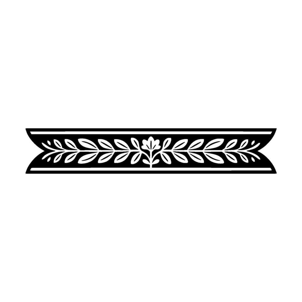 Elegant Floral Border, Black and White, Minimalist Element vector