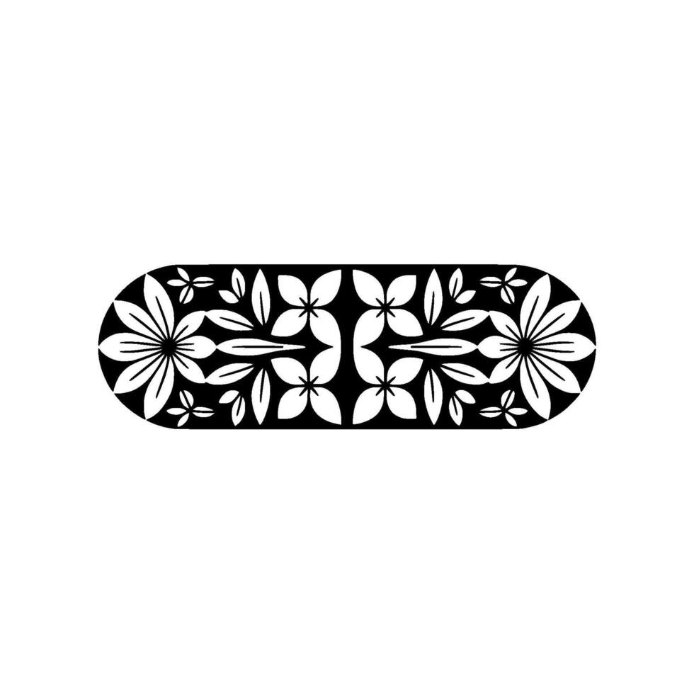 Monochrome Floral Ornament Elliptical Border, Minimalist Elegance vector