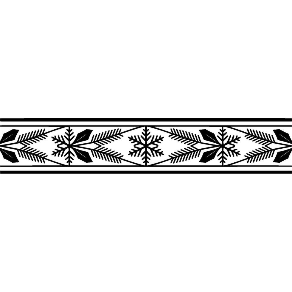 Minimalist Winter Border Snowflake and Fir Illustration vector