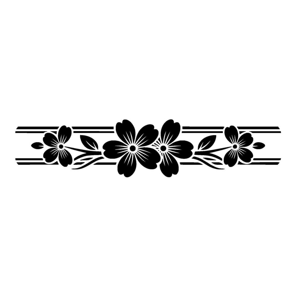 Elegant Black Flower Border on White Background vector