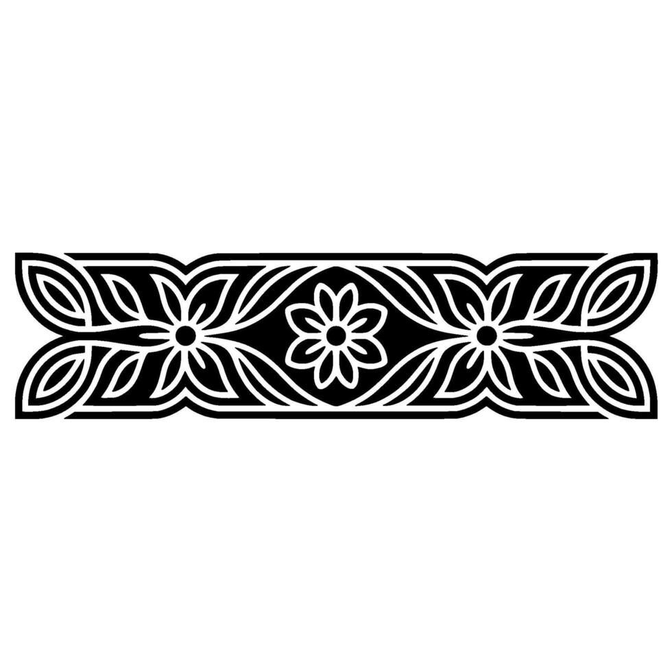 Floral Border, Geometric, Black and White, Decorative Element vector