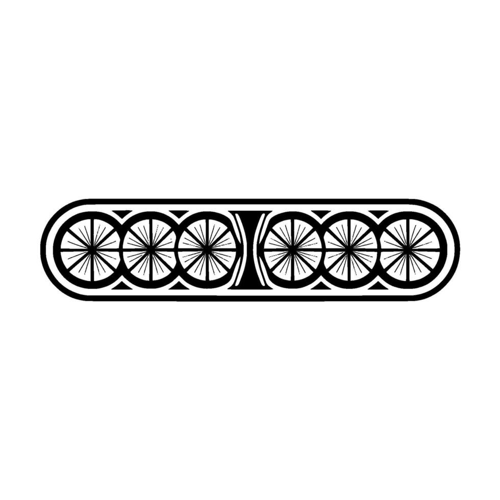 Abstract Wheel Motif Border in Black and White vector