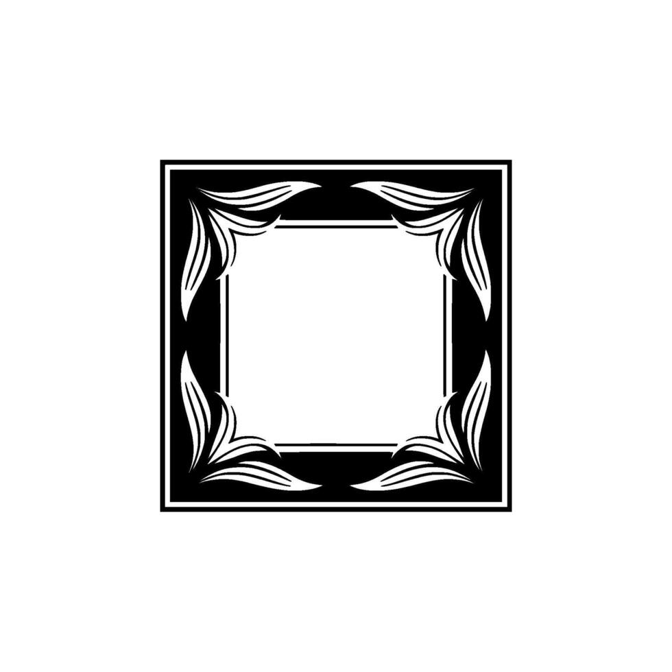 Elegant Black White Floral Frame, Minimalist Decorative Element vector