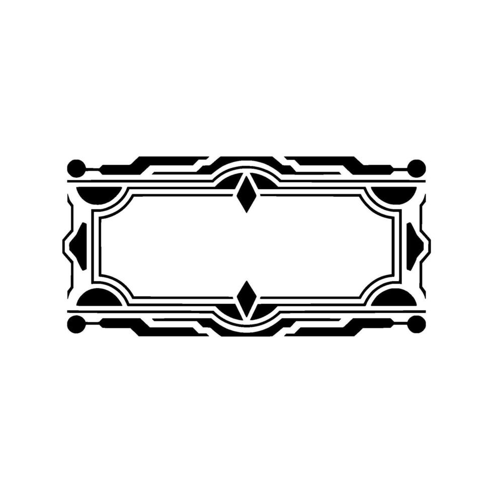 Geometric Art Deco Frame Elegant Black White Border - Symmetrical vector