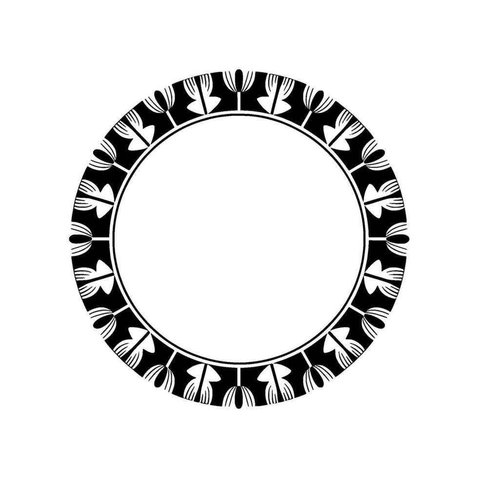 Elegant Black and White Circular Frame Art Deco, Decorative Element vector