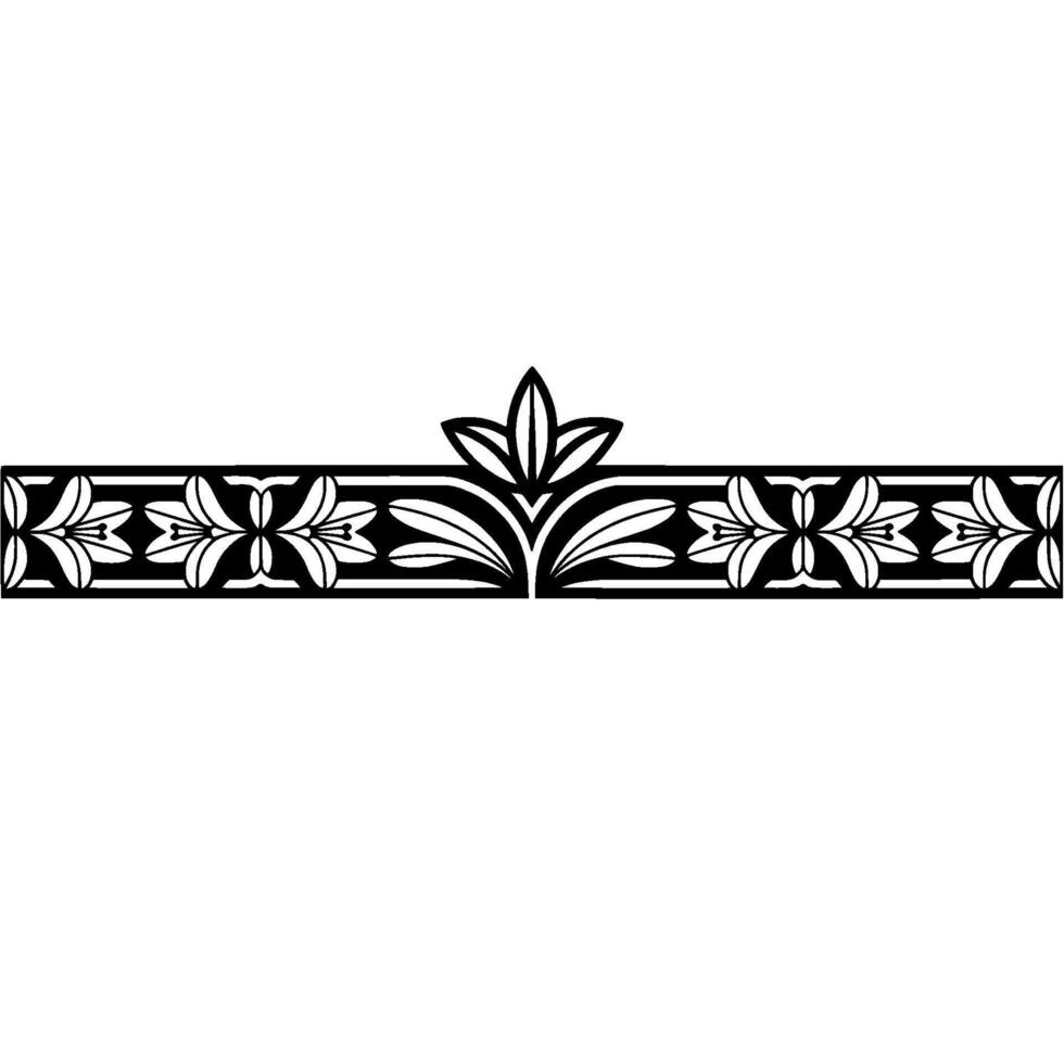 Floral Border Ornament, Art Deco Style, Black and White, Decorative Element vector