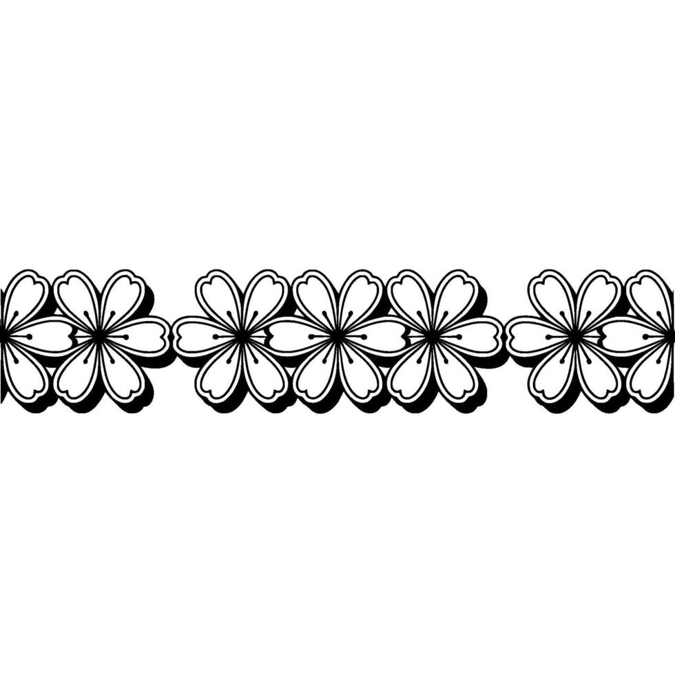 Elegant Floral Border in Black and White - Petals vector