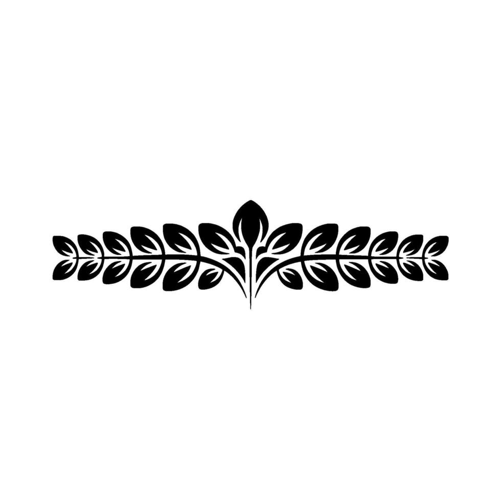 Elegant Black Leaf Motif on White Background - Branch vector