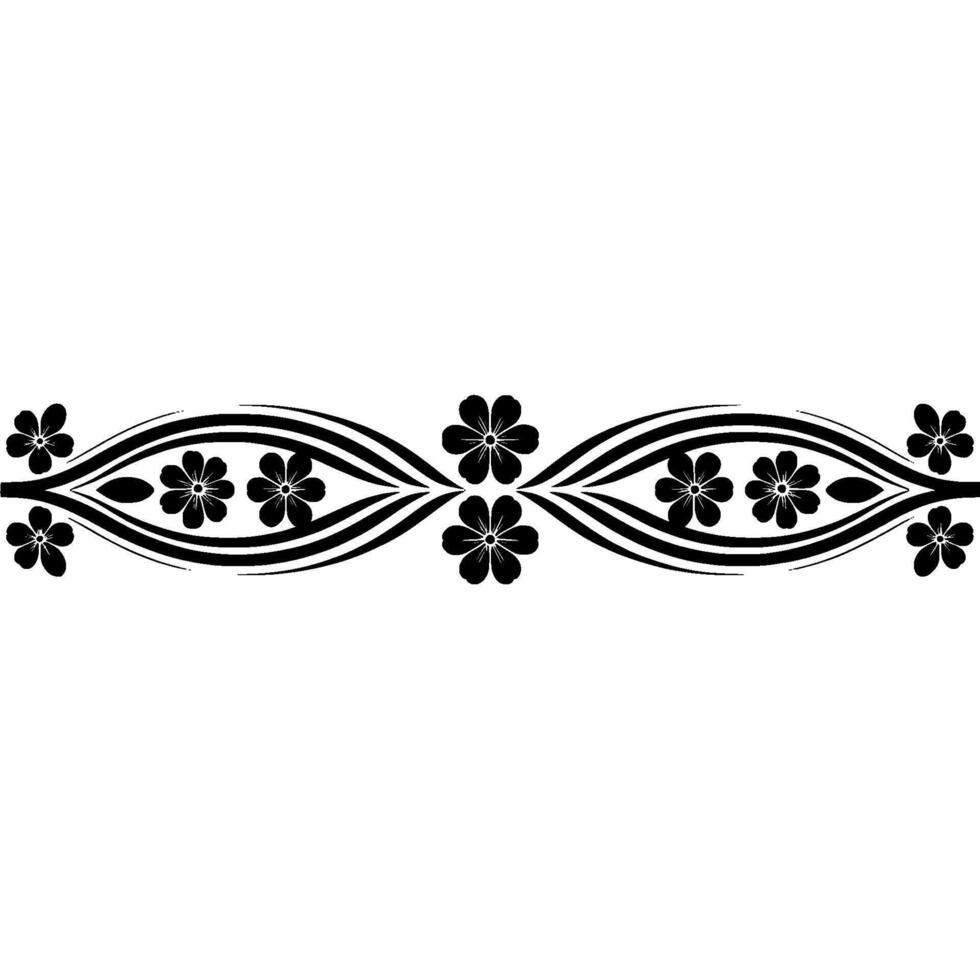 Elegant Black Floral Border Ornament on White Background - Pattern vector