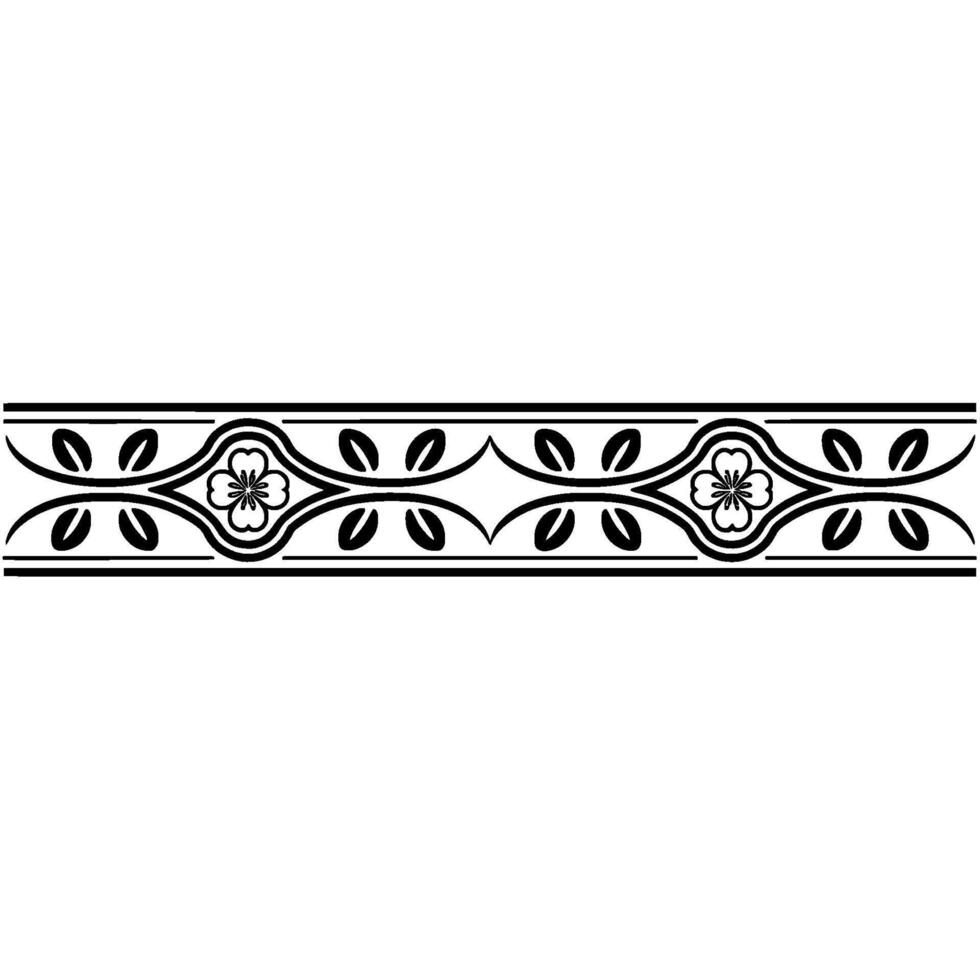 Elegant Floral Border in Black and White - Retro vector