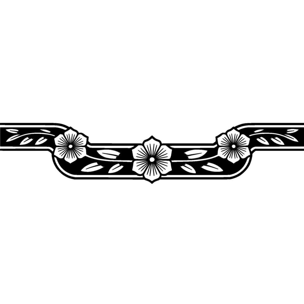 Elegant Floral Border Black White, Minimalist vector