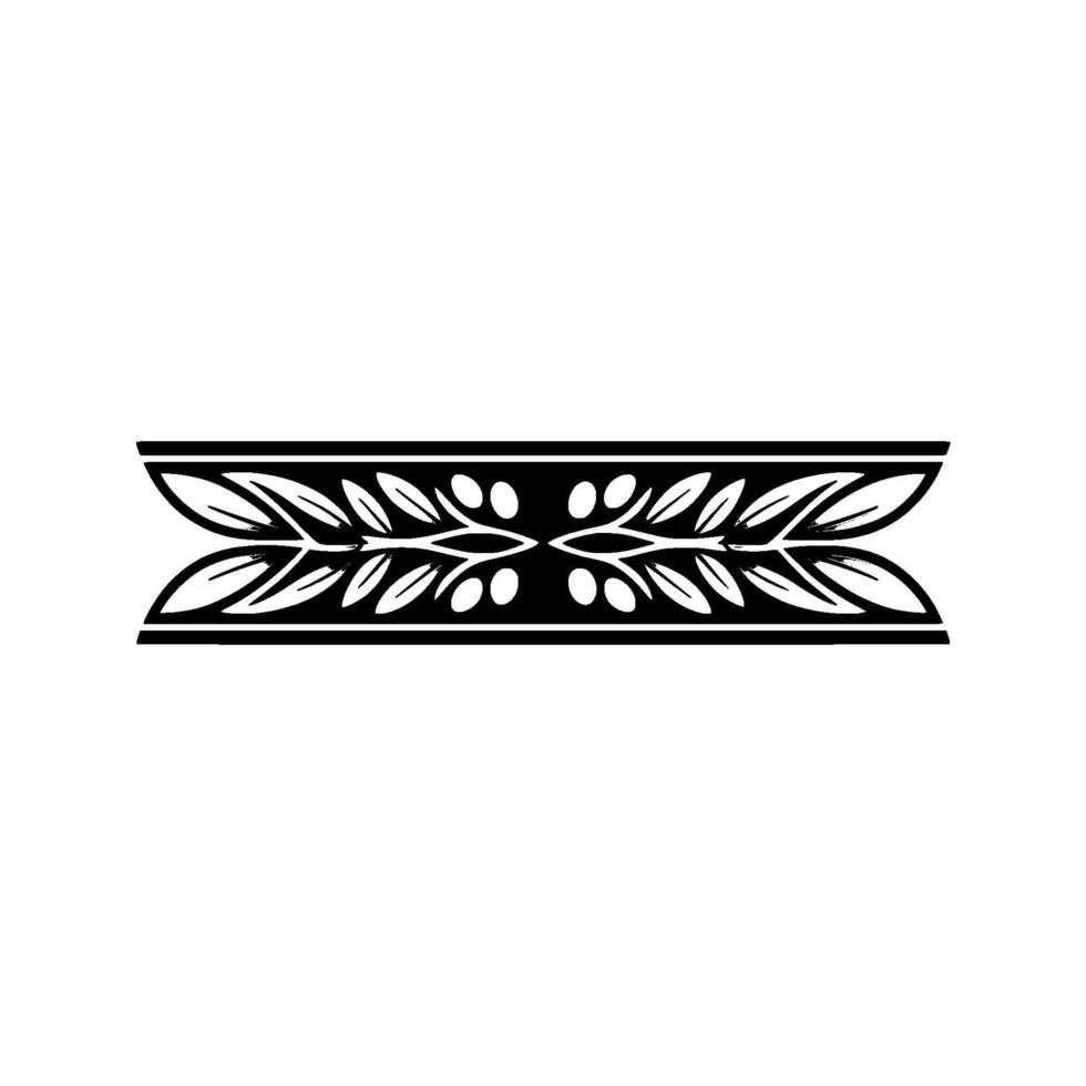 Elegant Black and White Botanical Border - Element vector
