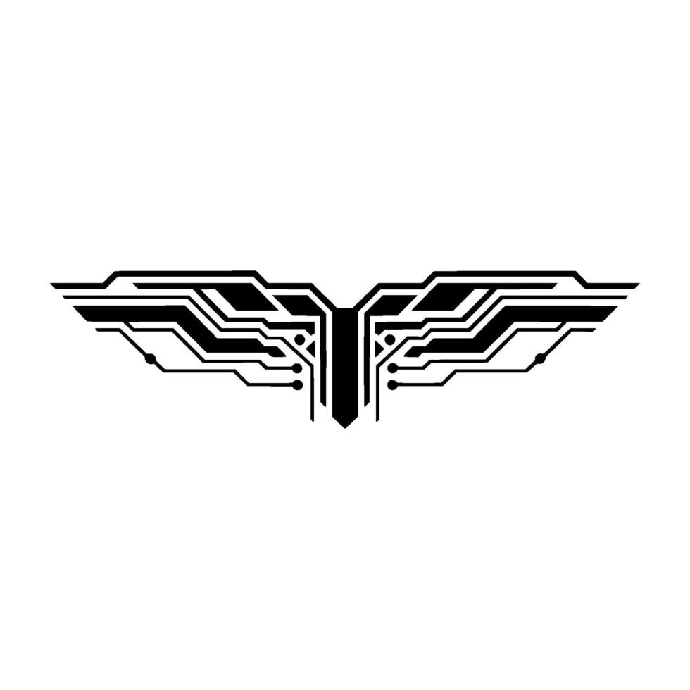Tech Wing Modern Circuit Board on White, Illustration vector