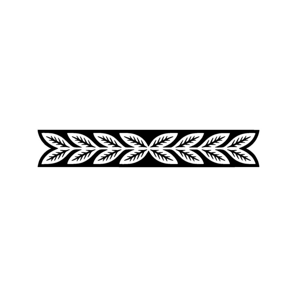 Elegant Black Leaf Border Ornament on White Background - Floral vector
