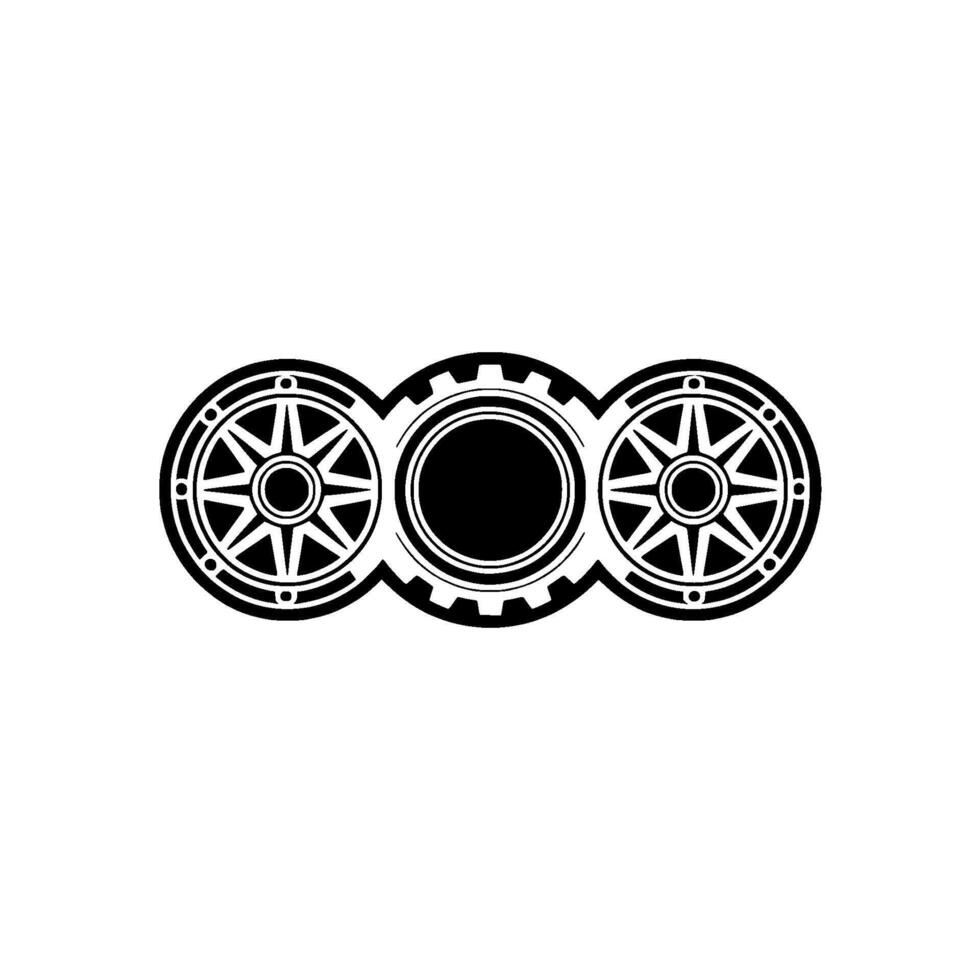 Abstract Geometric Wheel Trio, Black and White vector