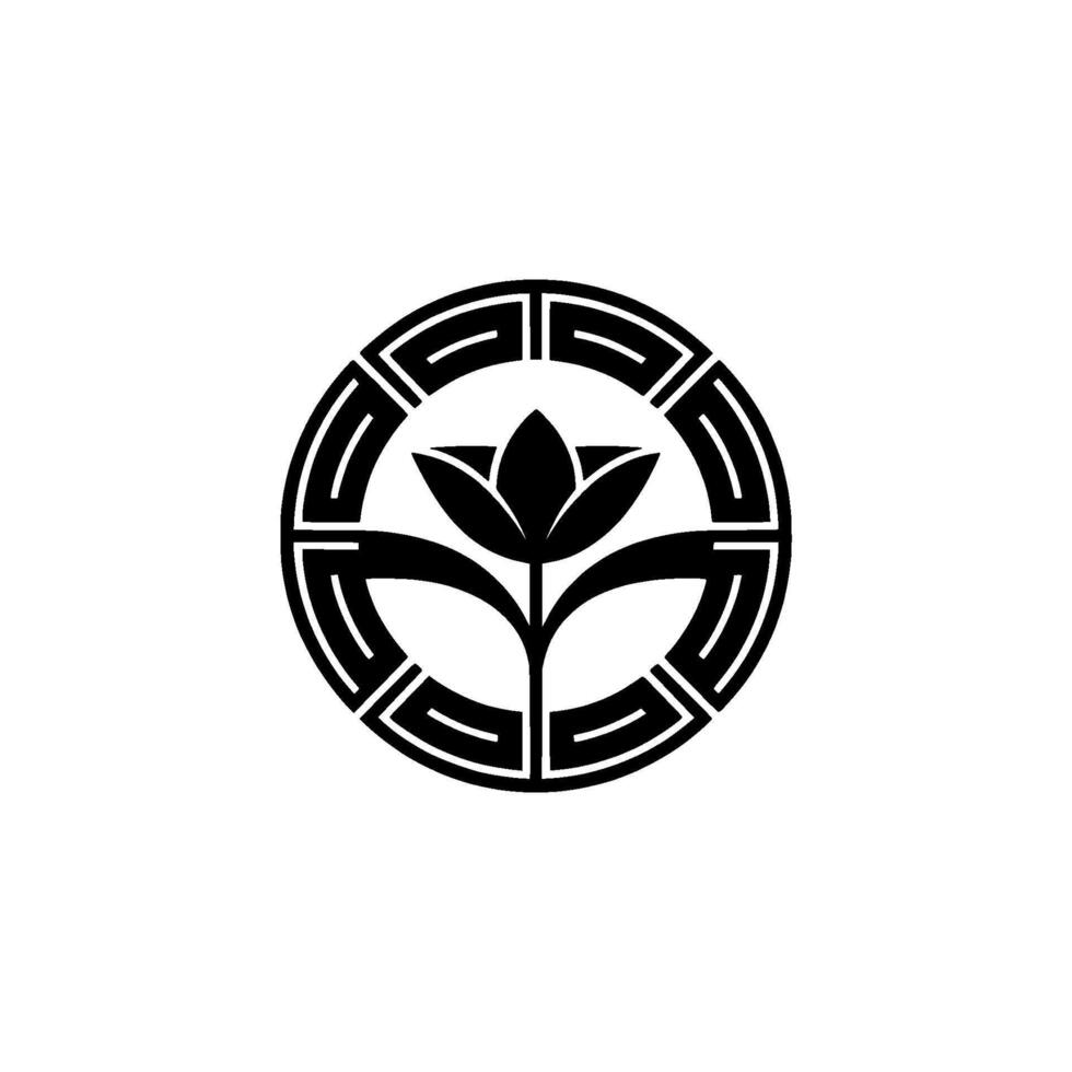 Minimalist Lotus Flower Emblem, Geometric Circle, Elegant vector