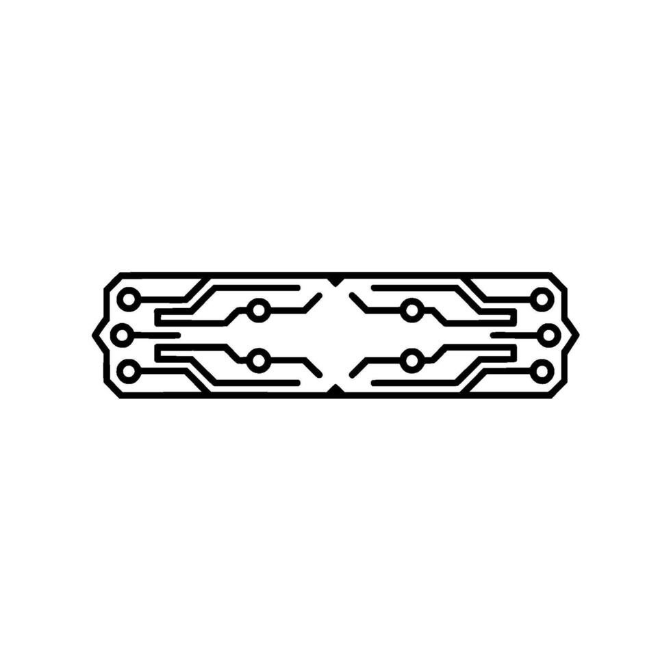 Minimalist Circuit Board Tech Abstract, Black Lines on White vector