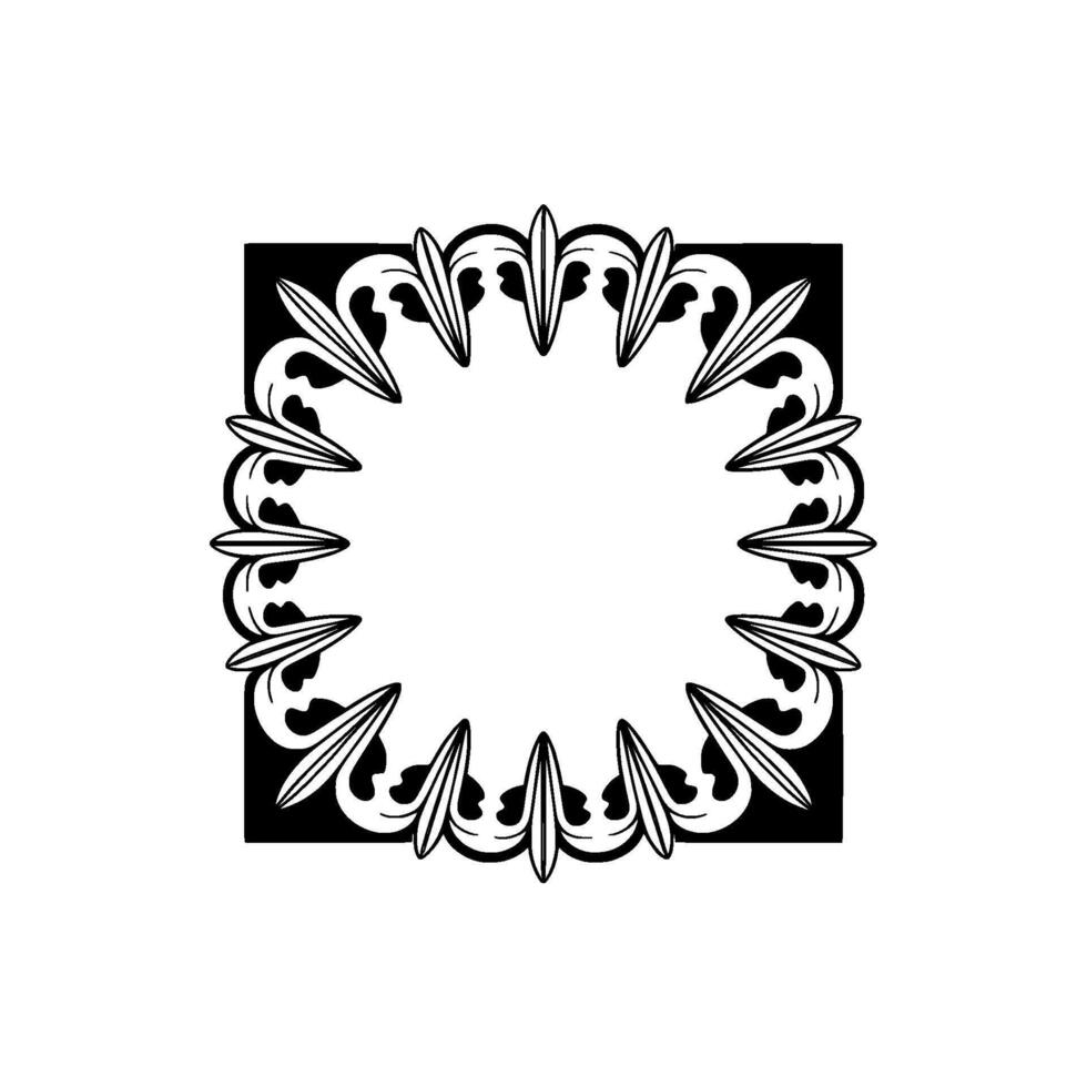 Ornate Circular Frame in Black and White, Minimalist vector