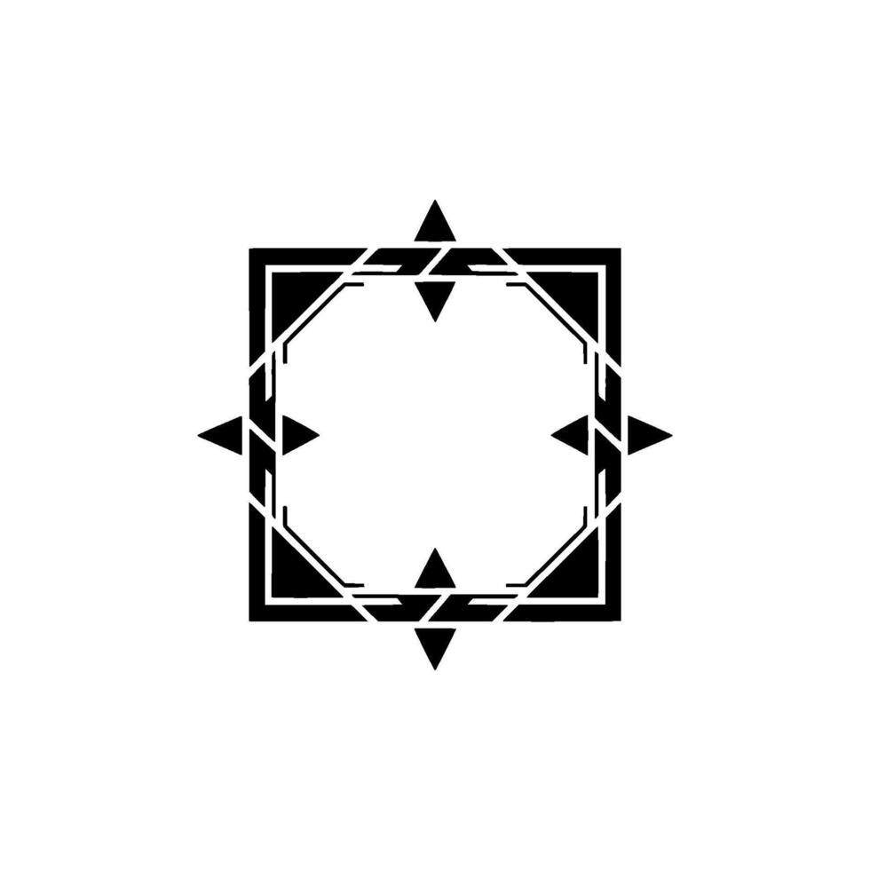 Geometric Minimalist Black Square Frame on White Background vector