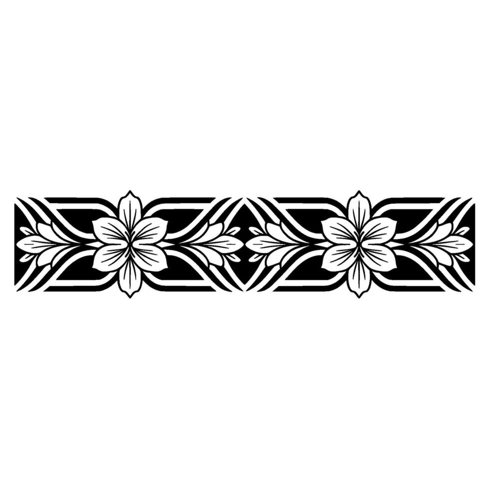 Elegant Floral Border in Black and White, Ornament vector