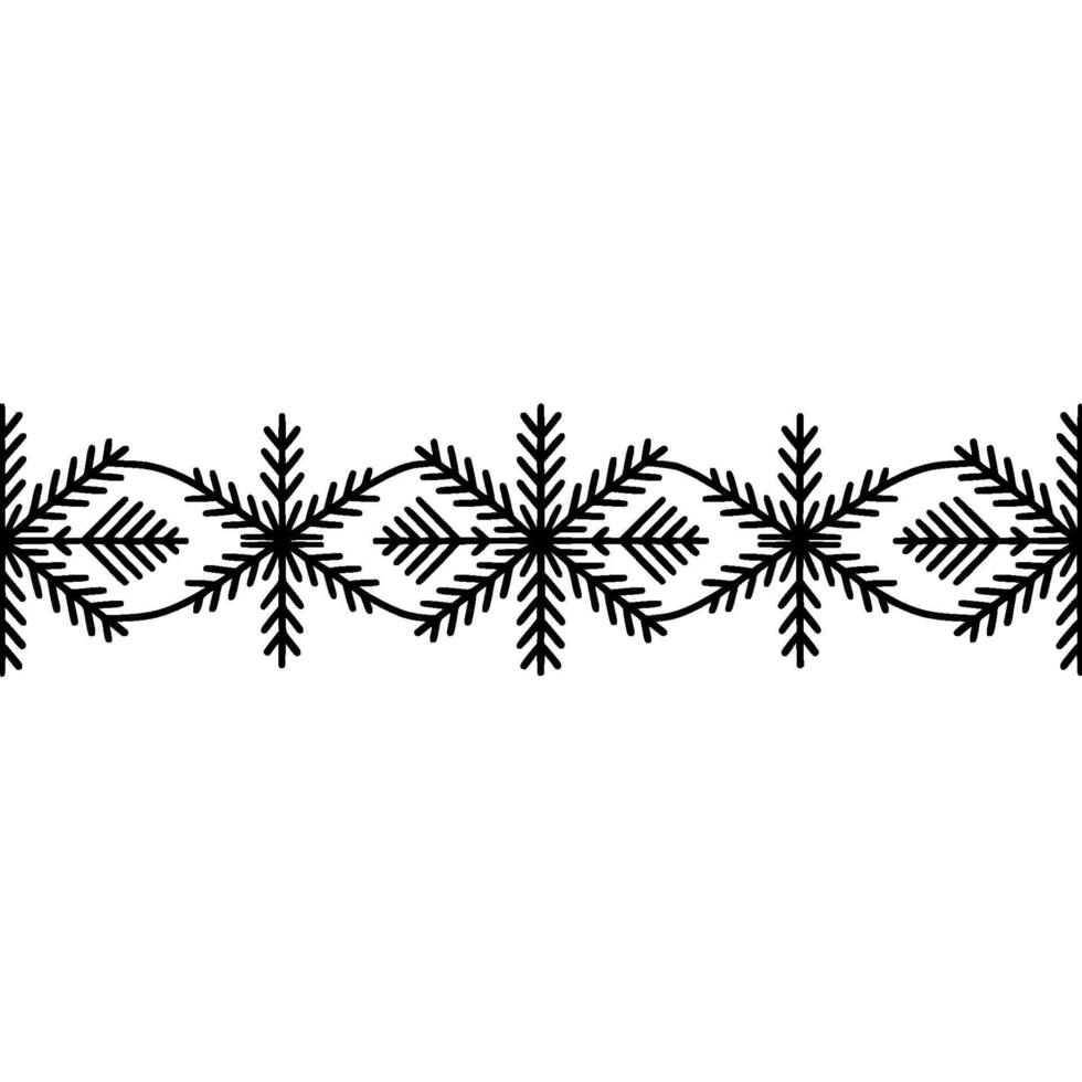 Black Snowflake Border, Minimalist Winter Background vector