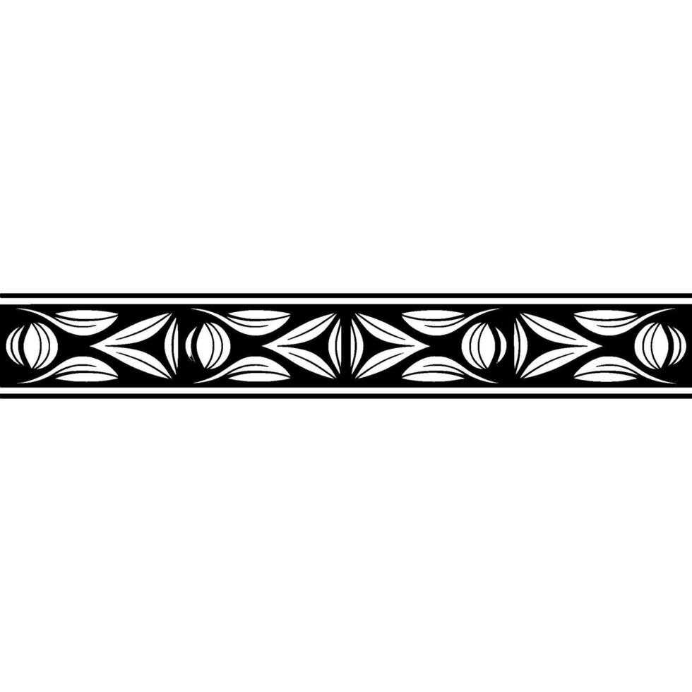 Geometric Ornamental Border Pattern in Black and Silver, White Background vector