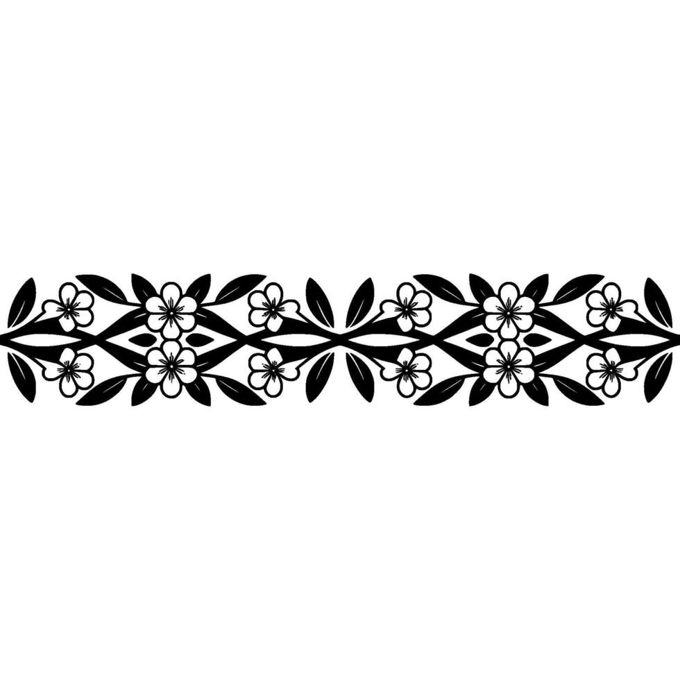 Elegant Floral Border in Black and White - Abstract vector