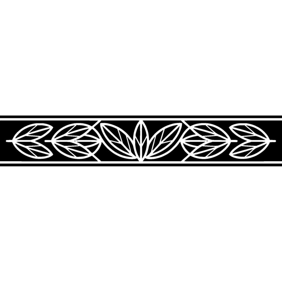 Elegant Black White Leaf Pattern Border vector