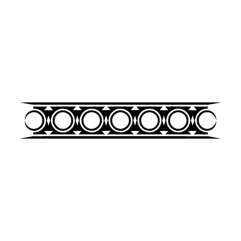 Geometric Black Tattoostyle Border on White Background - Pattern vector
