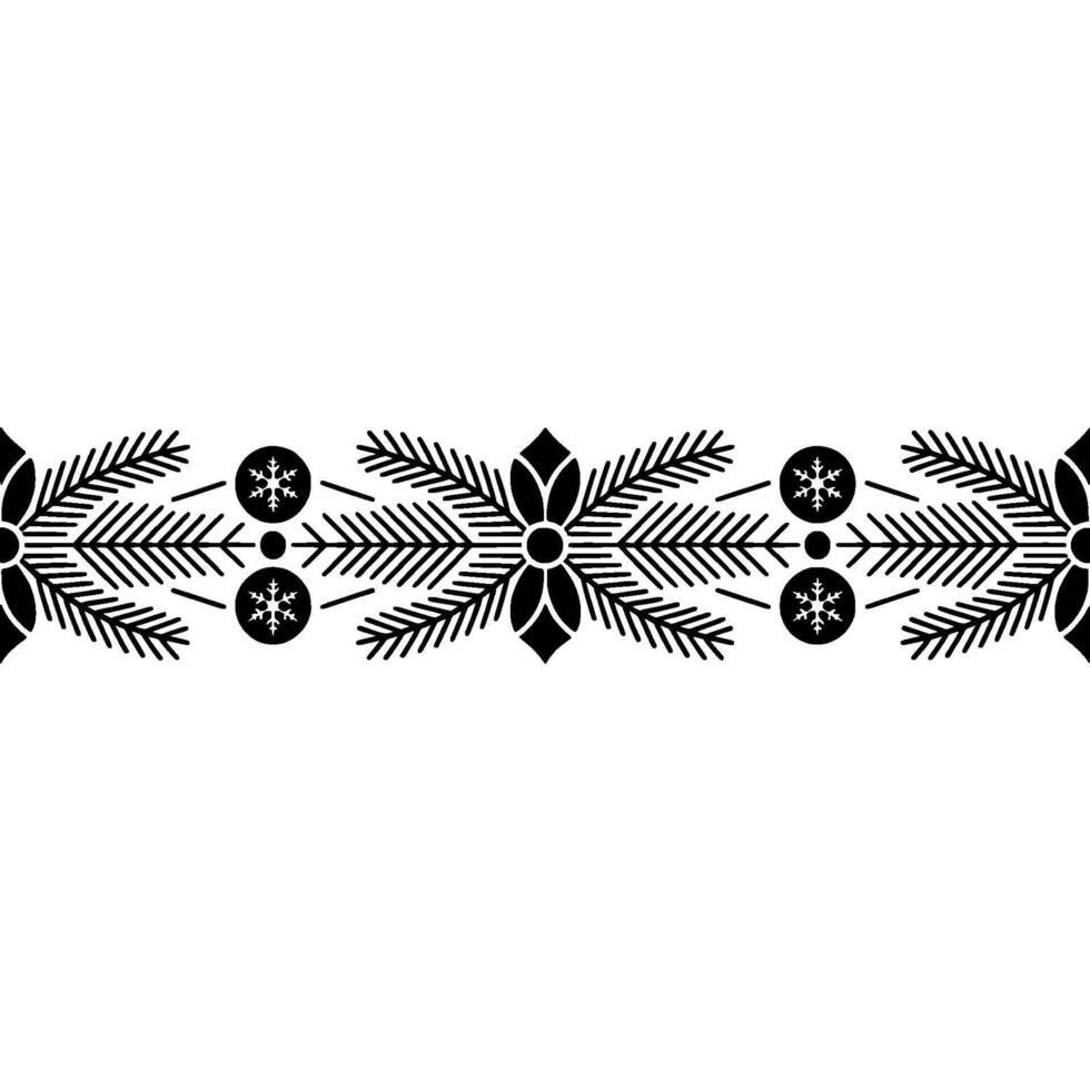 Elegant Winter Holiday Border Black Floral Snowflake Pattern vector