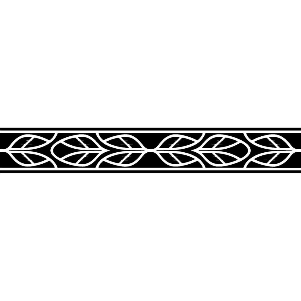 Ornamental Border Black and White Leaf Motif vector