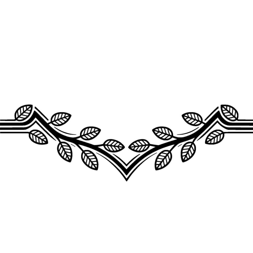 Elegant Black Leafy Border on White Background - Branch vector