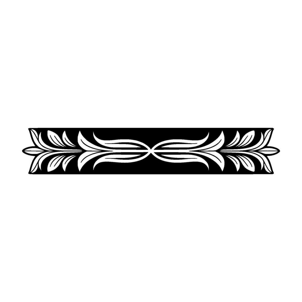 Elegant Black and White Floral Border, Illustration - Flourish vector