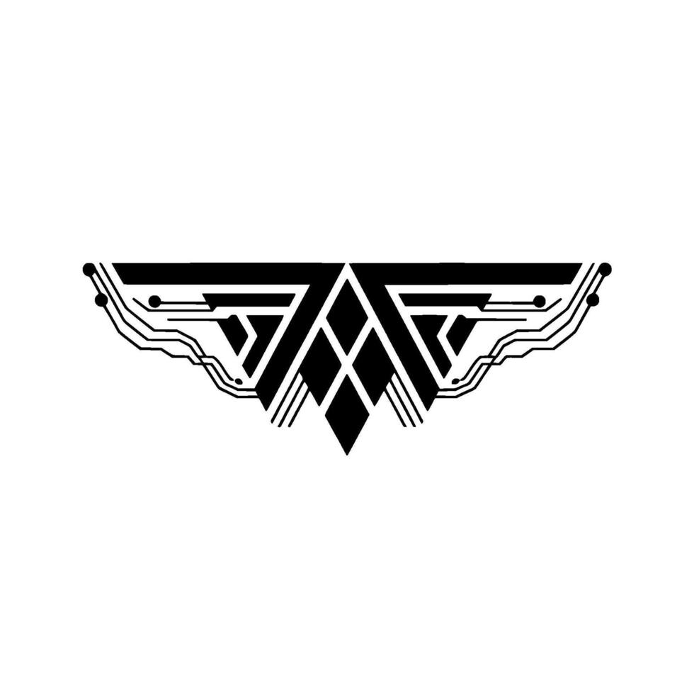 Abstract Geometric Circuitry in Black White vector
